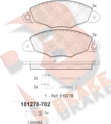 R Brake RB1278-702 - Гальмівні колодки, дискові гальма avtolavka.club