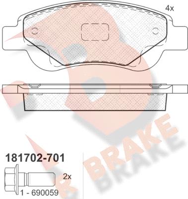 R Brake RB1702-701 - Гальмівні колодки, дискові гальма avtolavka.club