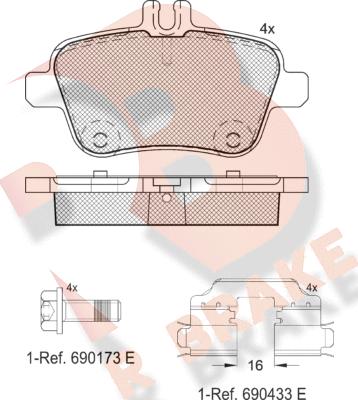 R Brake RB2039-067 - Гальмівні колодки, дискові гальма avtolavka.club