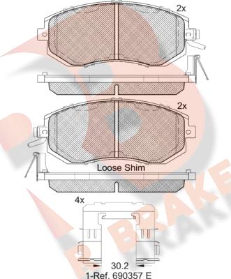 R Brake RB2199 - Гальмівні колодки, дискові гальма avtolavka.club