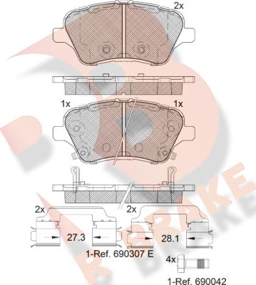 R Brake RB2108-203 - Гальмівні колодки, дискові гальма avtolavka.club