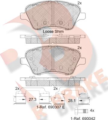 R Brake RB2108 - Гальмівні колодки, дискові гальма avtolavka.club