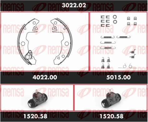 Remsa 3022.02 - Комплект гальм, барабанний механізм avtolavka.club