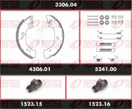 Remsa 3306.04 - Комплект гальм, барабанний механізм avtolavka.club