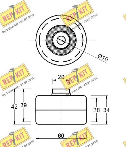 REPKIT RKT1092 - Паразитний / Провідний ролик, зубчастий ремінь avtolavka.club