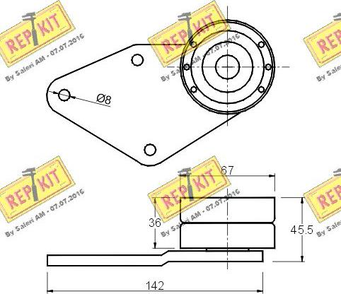 REPKIT RKT1036 - Паразитний / Провідний ролик, зубчастий ремінь avtolavka.club