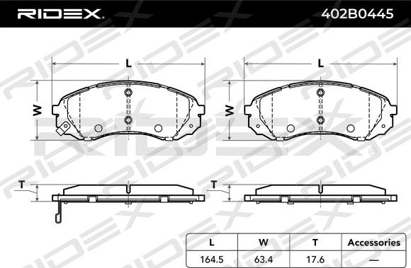 RIDEX 402B0445 - Гальмівні колодки, дискові гальма avtolavka.club