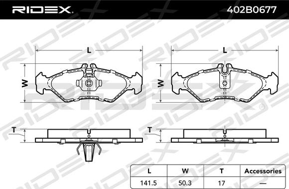 RIDEX 402B0677 - Гальмівні колодки, дискові гальма avtolavka.club