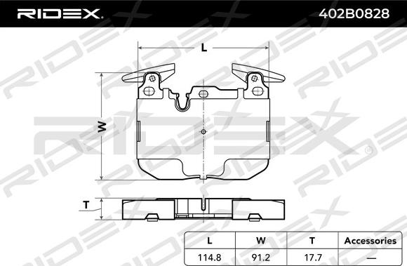 RIDEX 402B0828 - Гальмівні колодки, дискові гальма avtolavka.club