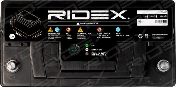RIDEX 1S0018 - Стартерна акумуляторна батарея, АКБ avtolavka.club