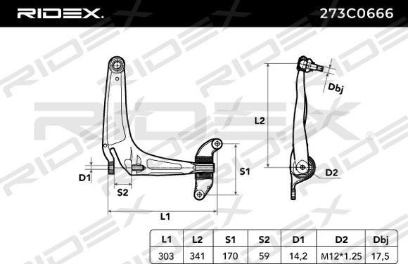 RIDEX 273C0666 - Важіль незалежної підвіски колеса avtolavka.club