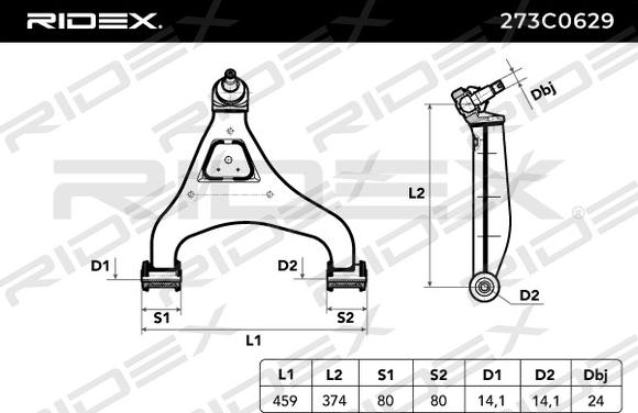 RIDEX 273C0629 - Важіль незалежної підвіски колеса avtolavka.club