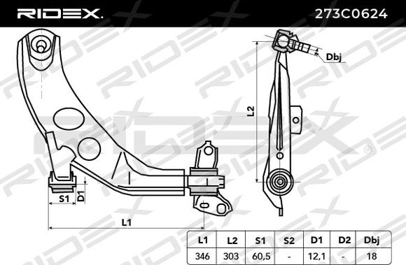 RIDEX 273C0624 - Важіль незалежної підвіски колеса avtolavka.club