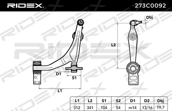 RIDEX 273C0092 - Важіль незалежної підвіски колеса avtolavka.club