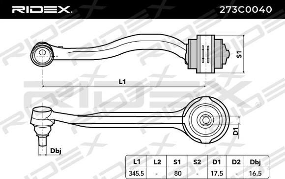 RIDEX 273C0040 - Важіль незалежної підвіски колеса avtolavka.club