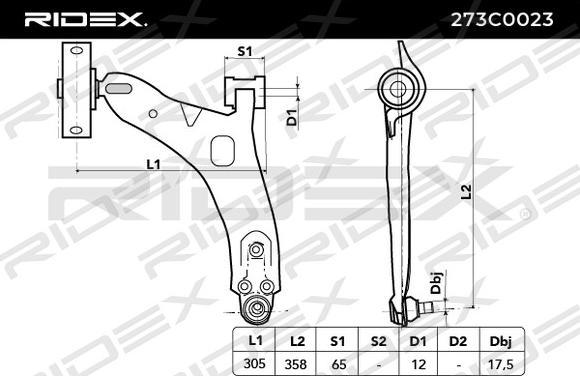 RIDEX 273C0023 - Важіль незалежної підвіски колеса avtolavka.club