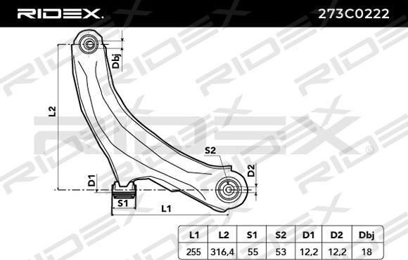 RIDEX 273C0222 - Важіль незалежної підвіски колеса avtolavka.club