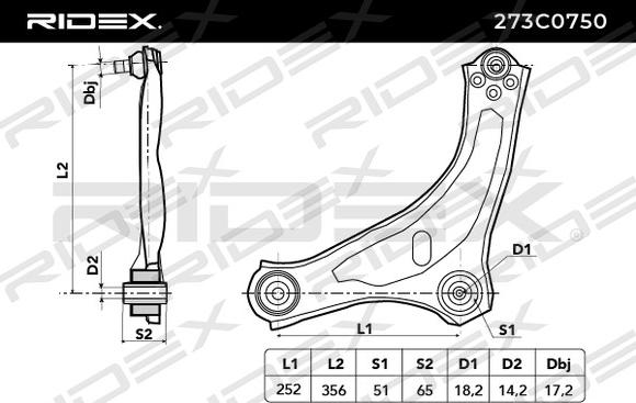 RIDEX 273C0750 - Важіль незалежної підвіски колеса avtolavka.club