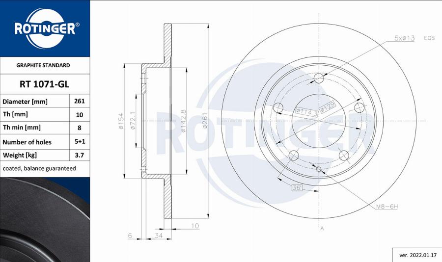 Rotinger RT 1071-GL - Гальмівний диск avtolavka.club