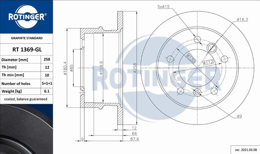 Rotinger RT 1369-GL - Гальмівний диск avtolavka.club