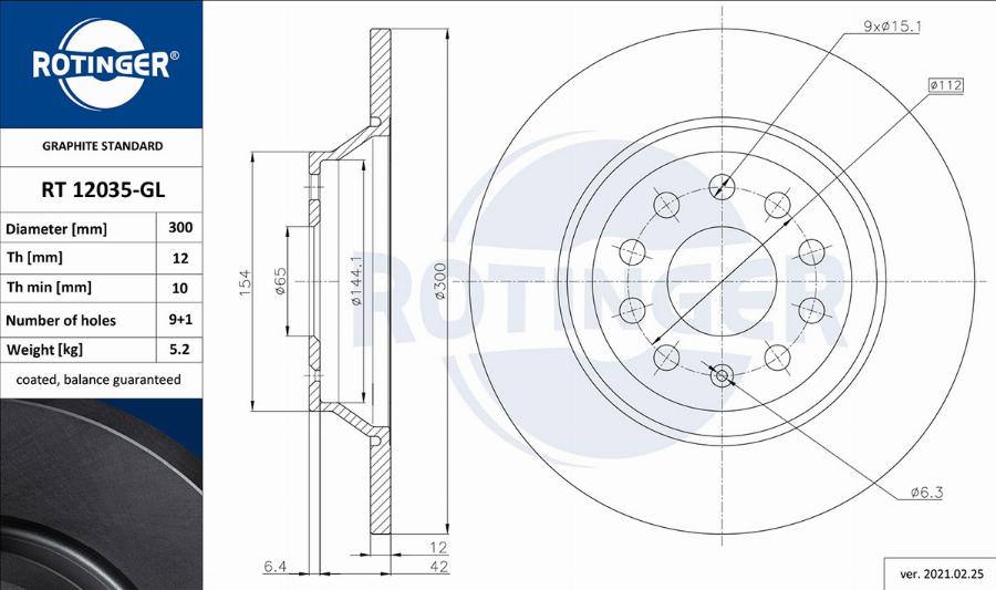 Rotinger RT 12035-GL - Гальмівний диск avtolavka.club