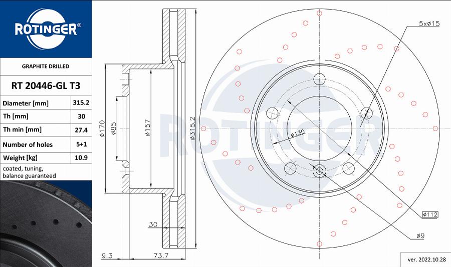 Rotinger RT 20446-GL T3 - Гальмівний диск avtolavka.club