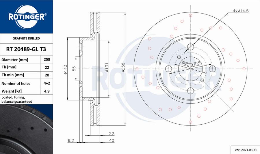 Rotinger RT 20489-GL T3 - Гальмівний диск avtolavka.club