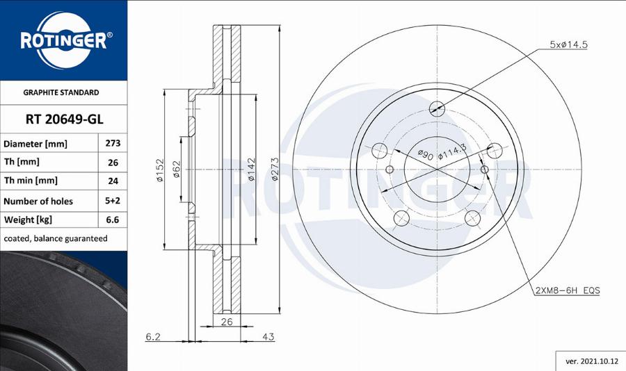 Rotinger RT 20649-GL - Гальмівний диск avtolavka.club