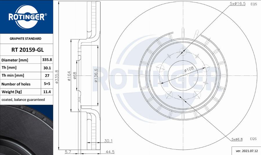 Rotinger RT 20159-GL - Гальмівний диск avtolavka.club