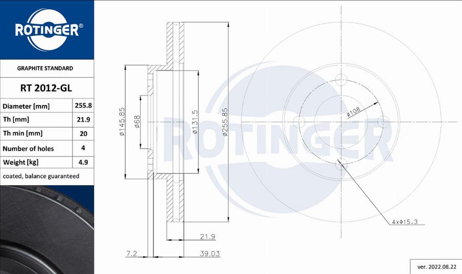 Rotinger RT 2012-GL - Гальмівний диск avtolavka.club