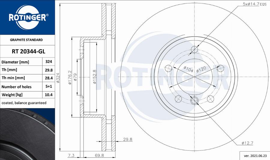 Rotinger RT 20344-GL - Гальмівний диск avtolavka.club