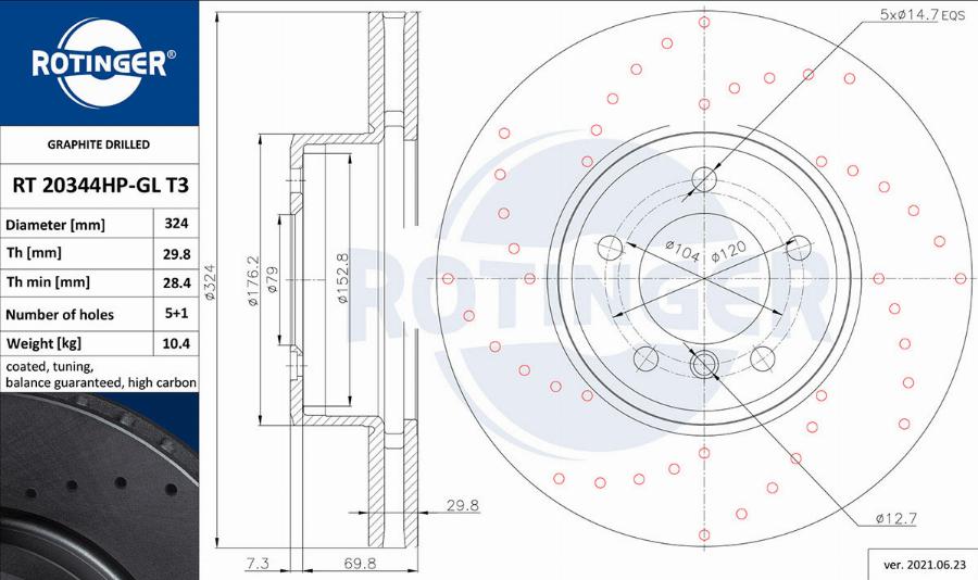 Rotinger RT 20344HP-GL T3 - Гальмівний диск avtolavka.club