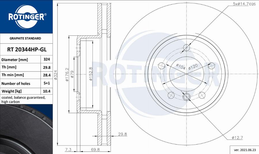 Rotinger RT 20344HP-GL - Гальмівний диск avtolavka.club