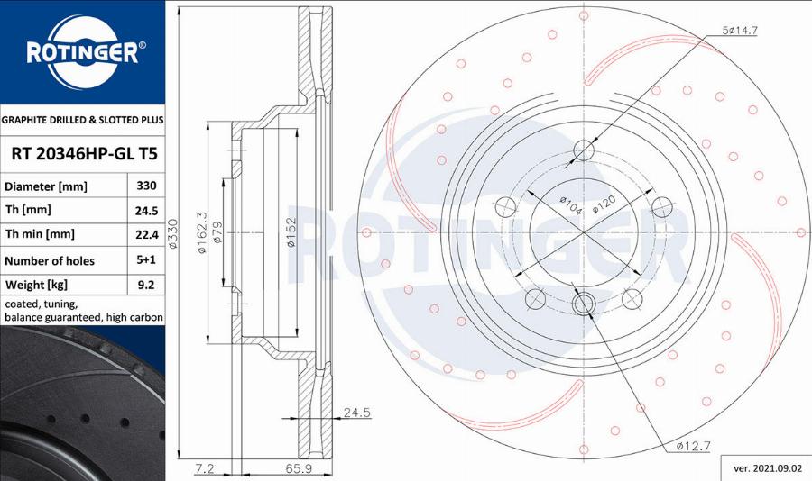 Rotinger RT 20346HP-GL T5 - Гальмівний диск avtolavka.club