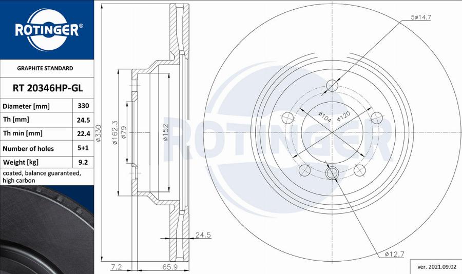 Rotinger RT 20346HP-GL - Гальмівний диск avtolavka.club