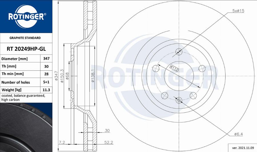 Rotinger RT 20249HP-GL - Гальмівний диск avtolavka.club