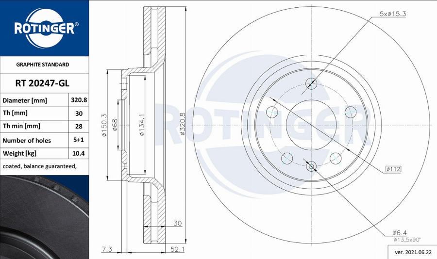 Rotinger RT 20247-GL - Гальмівний диск avtolavka.club