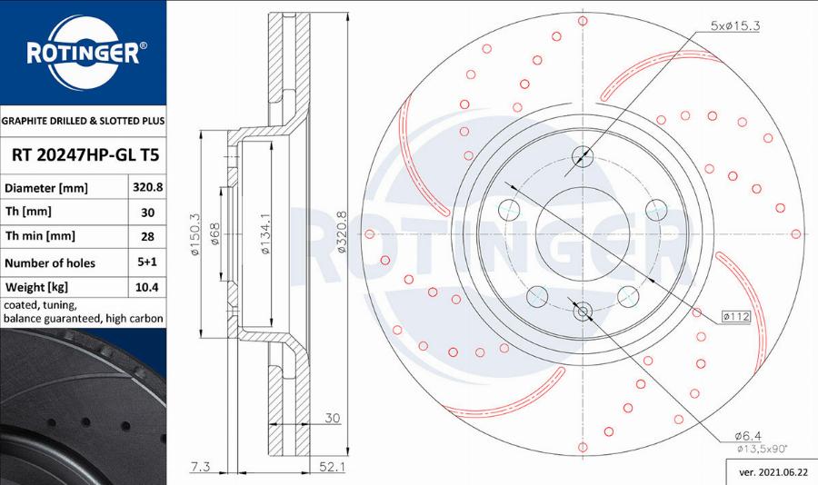 Rotinger RT 20247HP-GL T5 - Гальмівний диск avtolavka.club