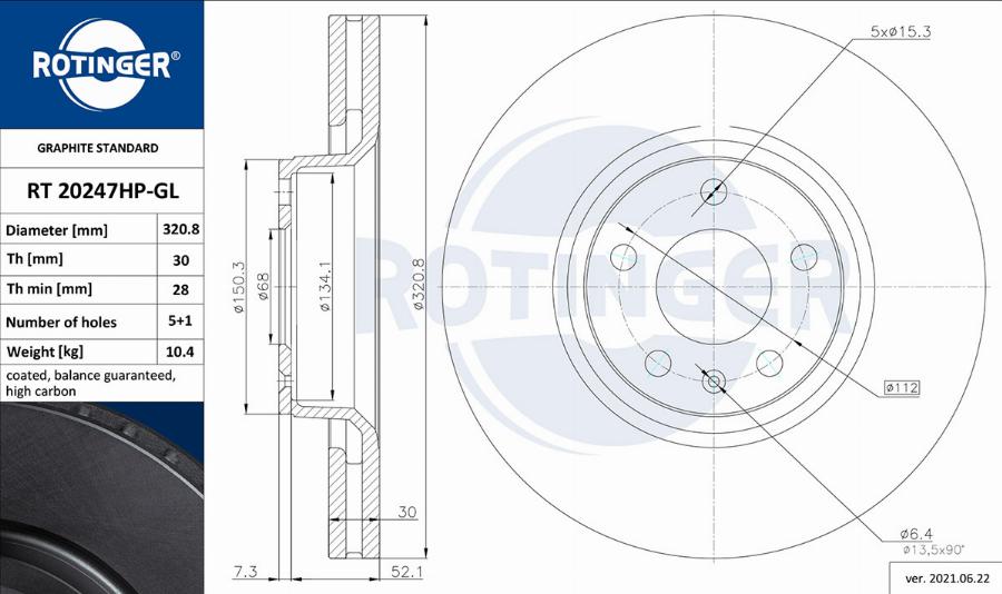 Rotinger RT 20247HP-GL - Гальмівний диск avtolavka.club