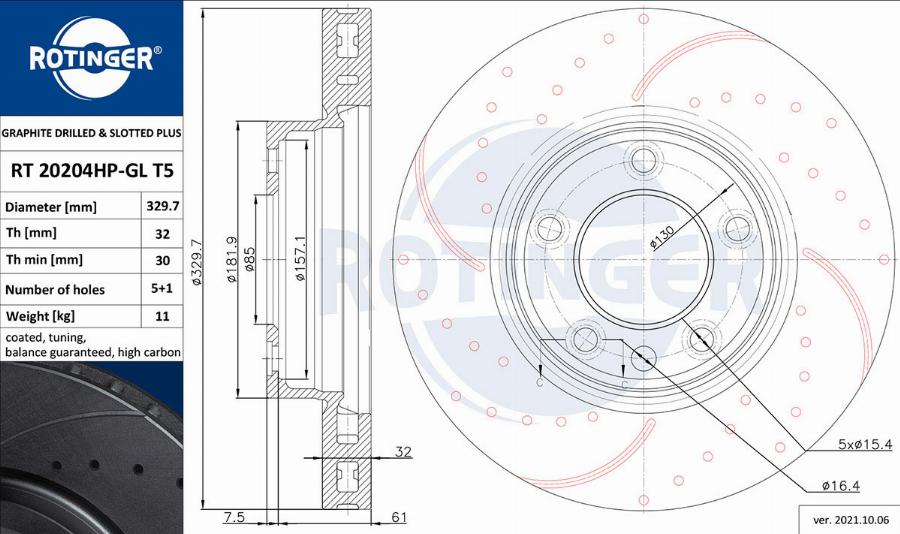 Rotinger RT 20204HP-GL T5 - Гальмівний диск avtolavka.club