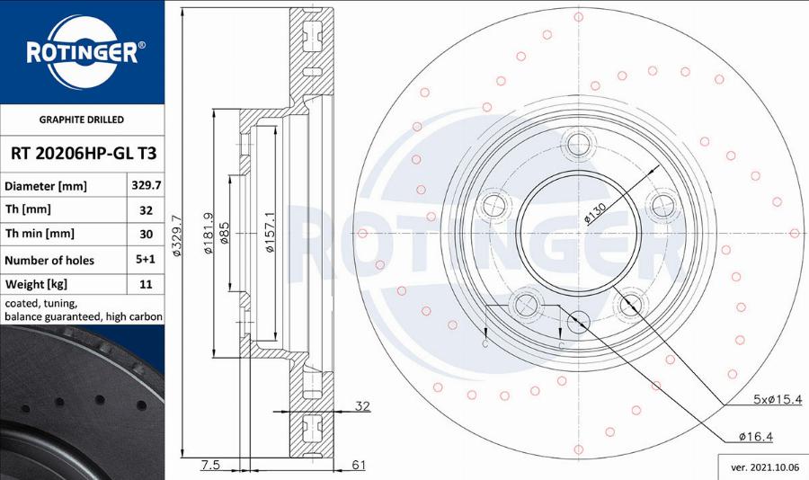 Rotinger RT 20206HP-GL T3 - Гальмівний диск avtolavka.club