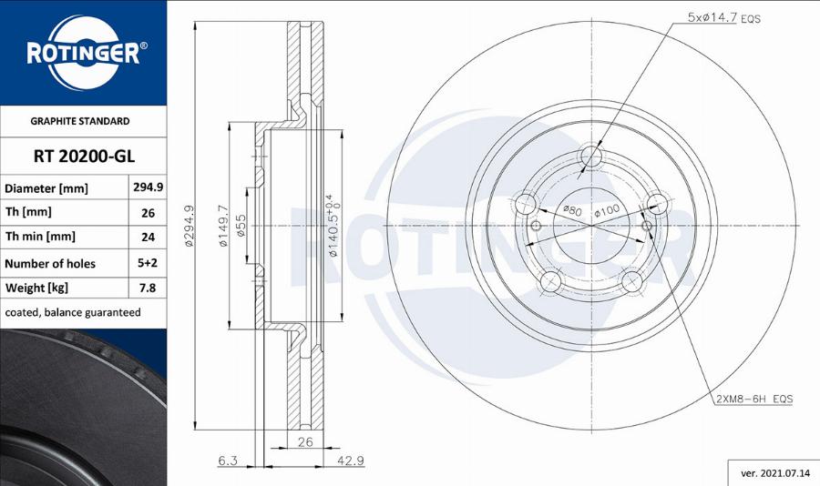 Rotinger RT 20200-GL - Гальмівний диск avtolavka.club