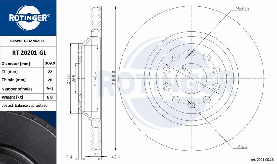 Rotinger RT 20201-GL - Гальмівний диск avtolavka.club