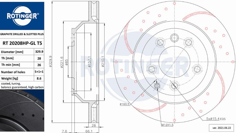 Rotinger RT 20208HP-GL T5 - Гальмівний диск avtolavka.club