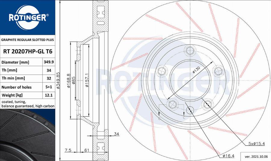 Rotinger RT 20207HP-GL T6 - Гальмівний диск avtolavka.club