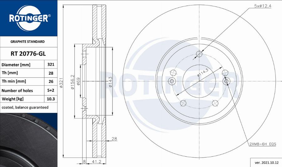 Rotinger RT 20776-GL - Гальмівний диск avtolavka.club