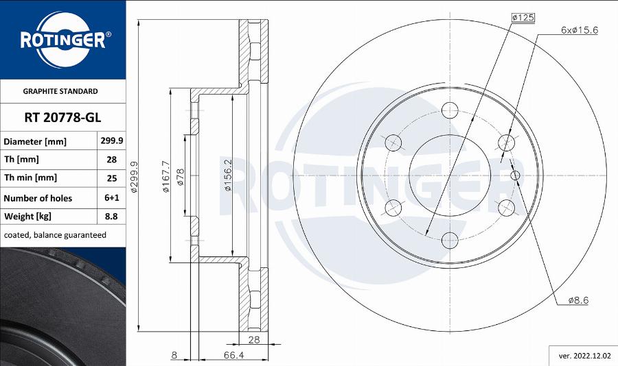 Rotinger RT 20778-GL - Гальмівний диск avtolavka.club