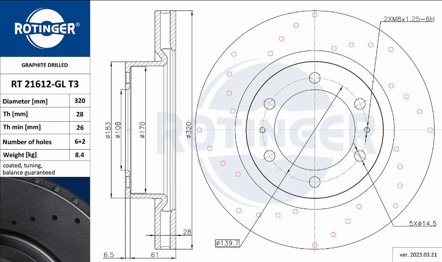 Rotinger RT 21612-GL T3 - Гальмівний диск avtolavka.club