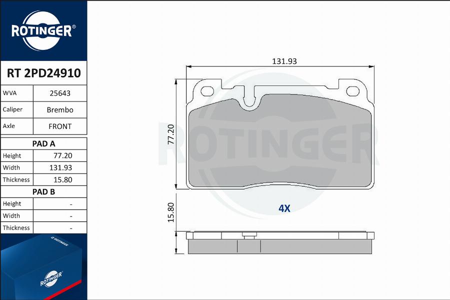 Rotinger RT 2PD24910 - Гальмівні колодки, дискові гальма avtolavka.club