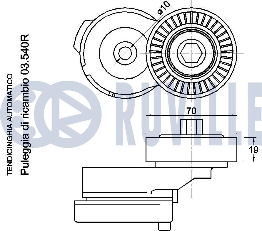 Ruville 541017 - Натягувач ременя, клинові зуб. avtolavka.club